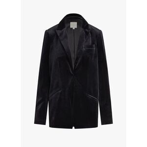 Favorite Daughter Blazer Women's Large Black Velvet Lined Lapel Notch Collared